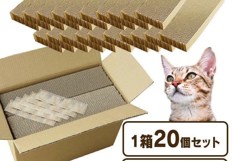 【★5％OFFクーポン！19日20時〜】猫 つめとぎ 猫 爪とぎ 猫 爪研ぎ 段ボール 1箱20個入り またたび付き 猫 爪研ぎ つめとぎ 日本製 国産 ダンボール 段ボール まとめ買い マタタビ 箱売り 箱詰め 大容量 多頭飼い 複数飼い ストック ペット用品 猫用品 【D】【◆K】